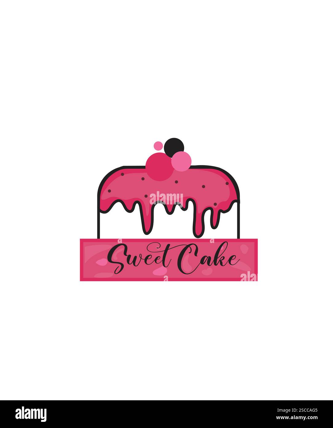 Logo de gâteau à la fraise, logo de magasin de gâteau, logo de gâteau Sweet shop Illustration de Vecteur