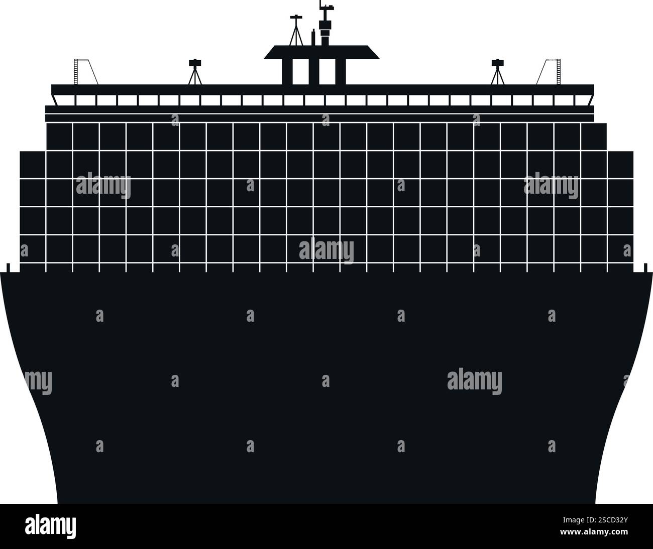 Panneau d'icône de vue avant d'un navire de charge. Panneaux et symboles de transport. Illustration de Vecteur