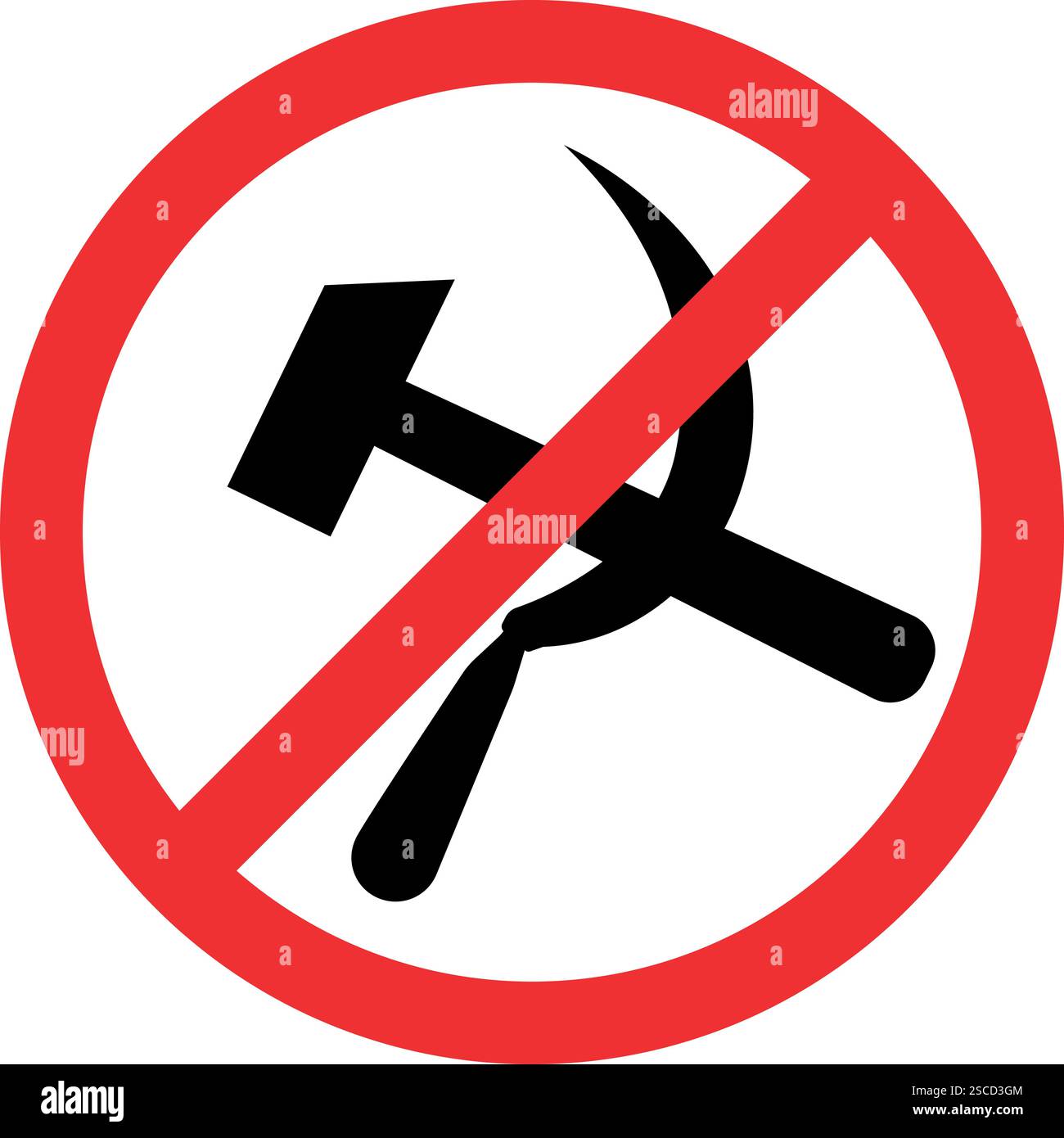 Pas de signe de marteau de faucille. Symbole anti-communiste. Signes et symboles interdits. Illustration de Vecteur