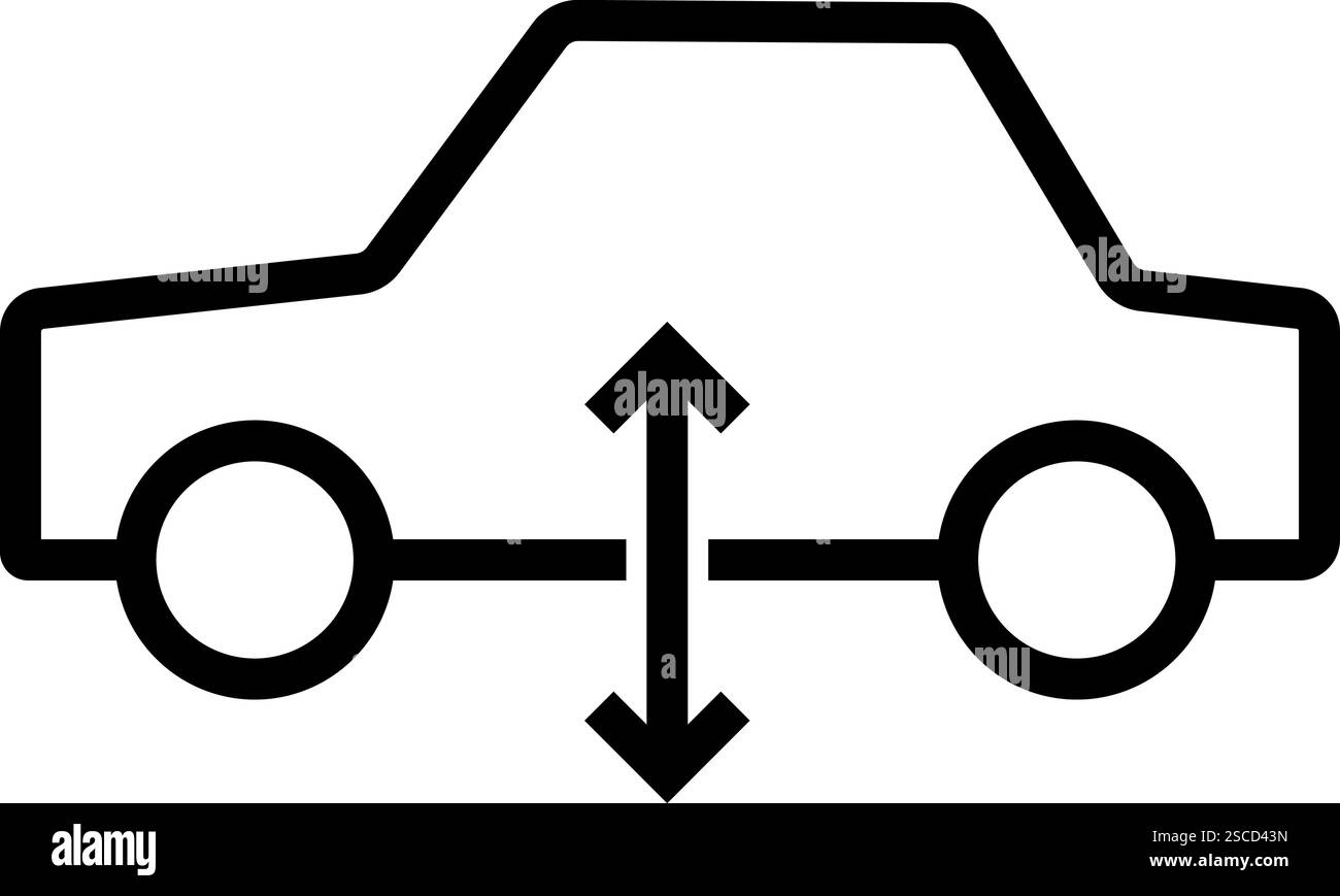 Icône de suspension pneumatique du véhicule. Signes et symboles d'avertissement. Illustration de Vecteur