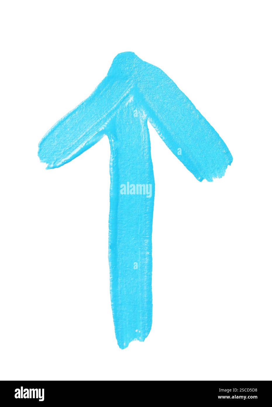 Une flèche dessinée bleu clair isolée sur blanc Banque D'Images