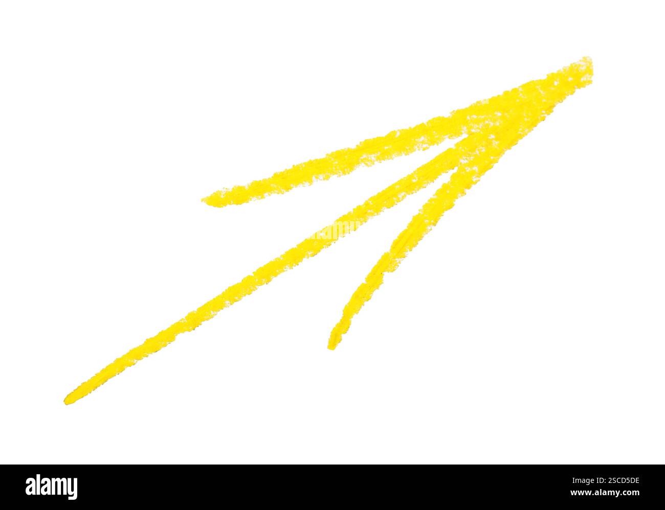 Une flèche dessinée en jaune isolée sur blanc Banque D'Images