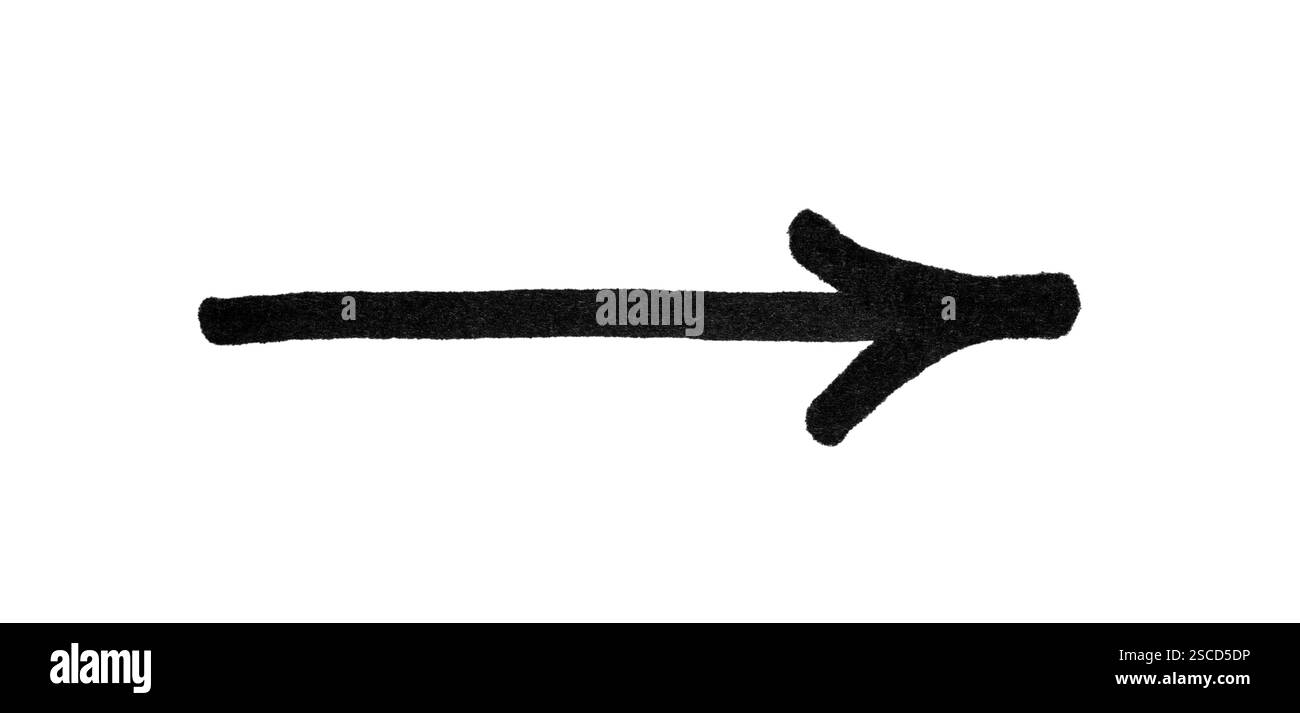Une flèche dessinée noire isolée sur blanc Banque D'Images