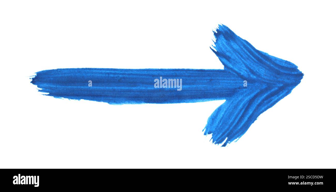 Une flèche bleue dessinée isolée sur blanc Banque D'Images