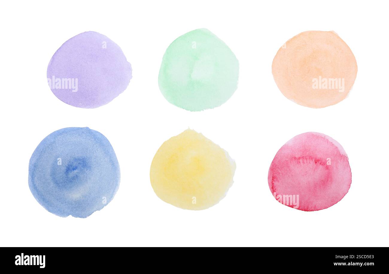 Aquarelle, échantillons de couleur peints sur papier blanc Banque D'Images
