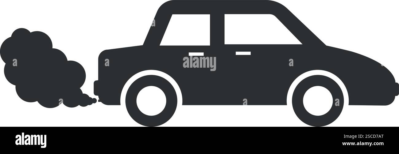 Icône de fumée de voiture. Panneaux et symboles de transport. Illustration de Vecteur