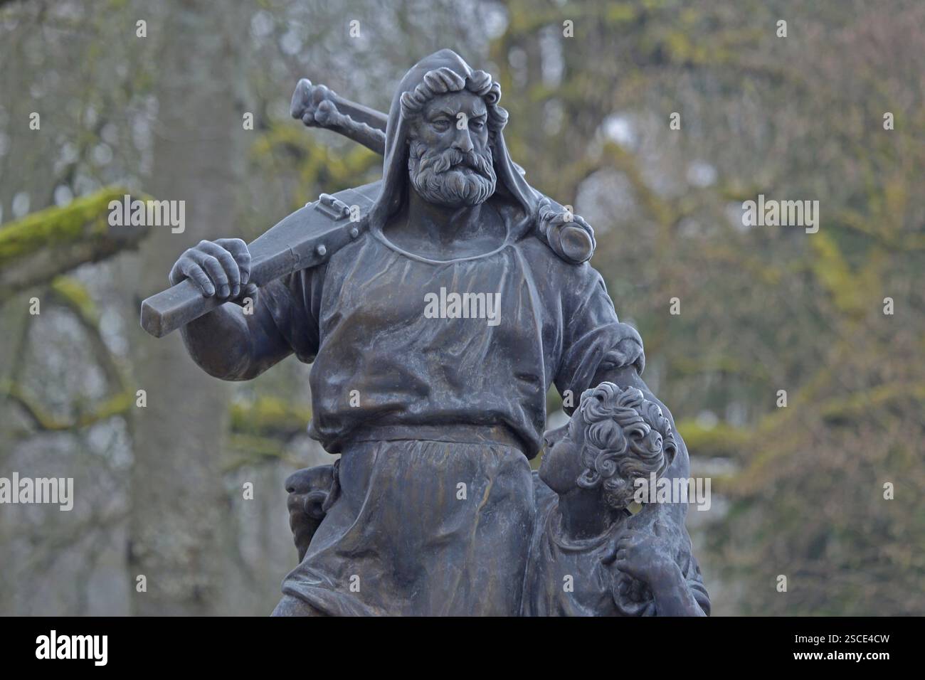 William Tell monument, héros national suisse, monument, sculpture en bronze, père avec fils, arbalète, arme à feu, légende, célébrité, tireur, tir, deta Banque D'Images