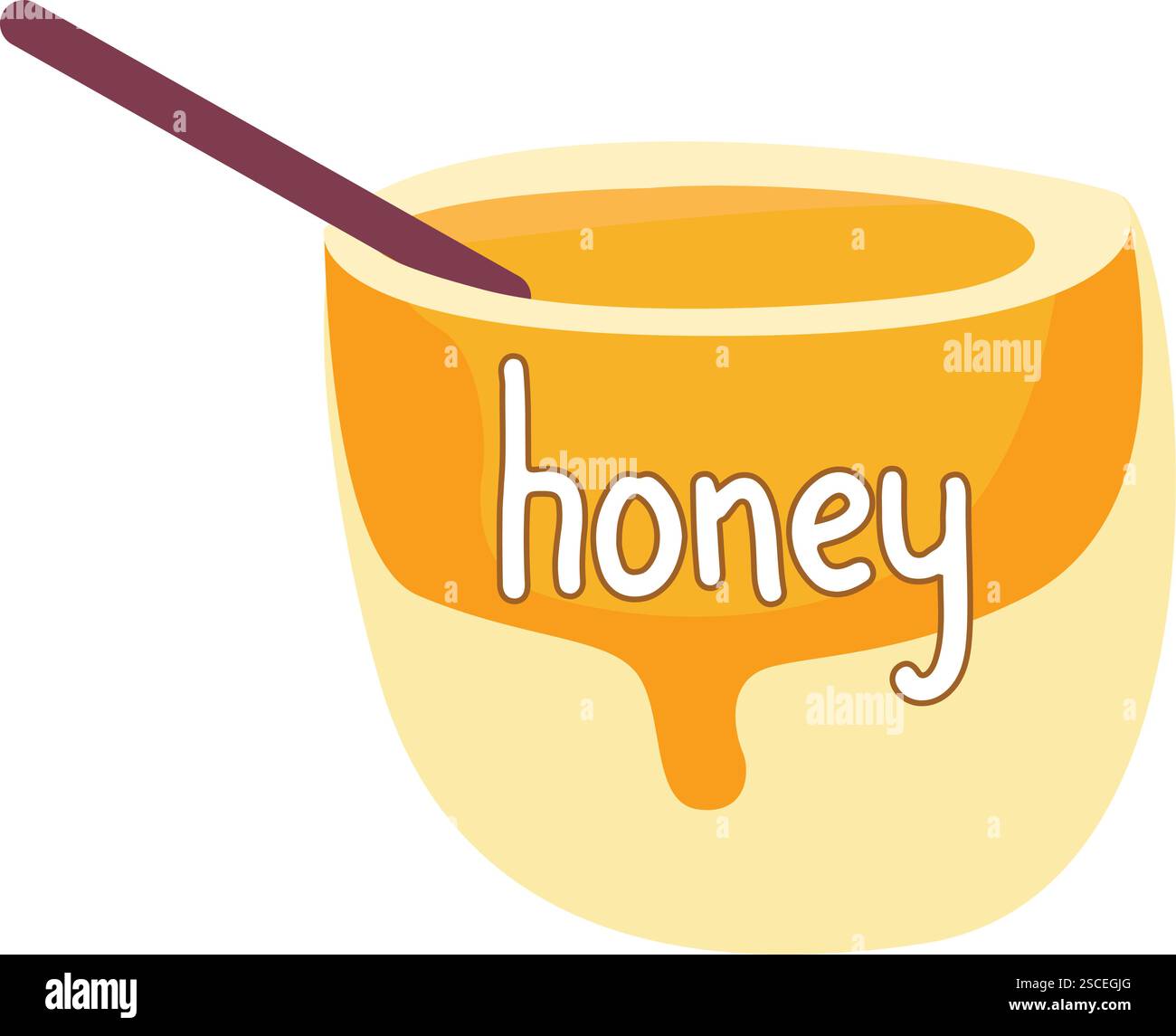 Pot de miel avec du miel goutte à goutte et du texte manuscrit, illustration de nourriture sucrée pour la marque Illustration de Vecteur