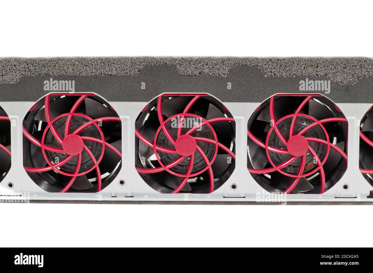 Six châssis de ventilateur carte de fond de panier ordinateur composants de disque dur Tech. Banque D'Images