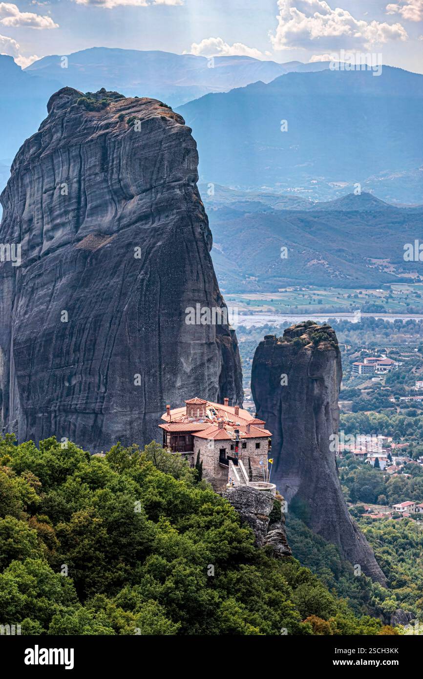 Grèce, monastères des Météores, monastère Saint de Rousanou Banque D'Images