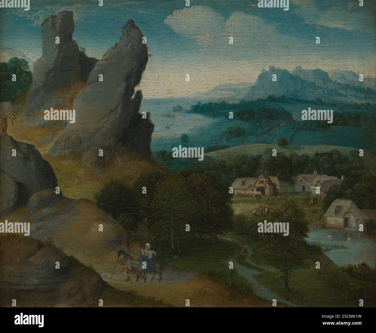 Paysage avec la fuite en Egypte, 1516-1517. Banque D'Images