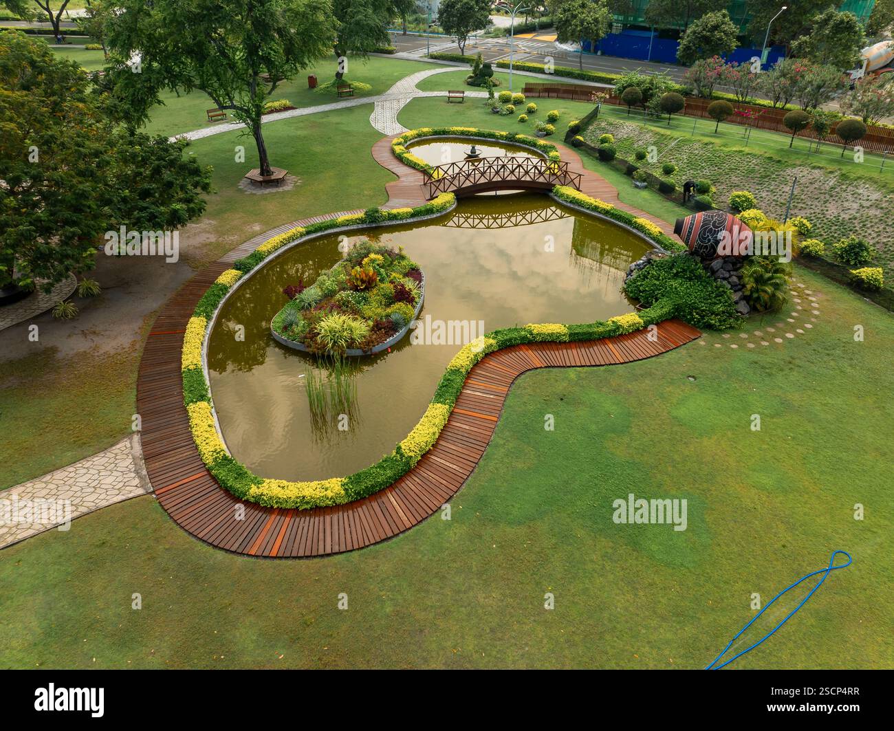 Photos aériennes sur le parc central de Hulhumale. Capitale des Maldives Banque D'Images