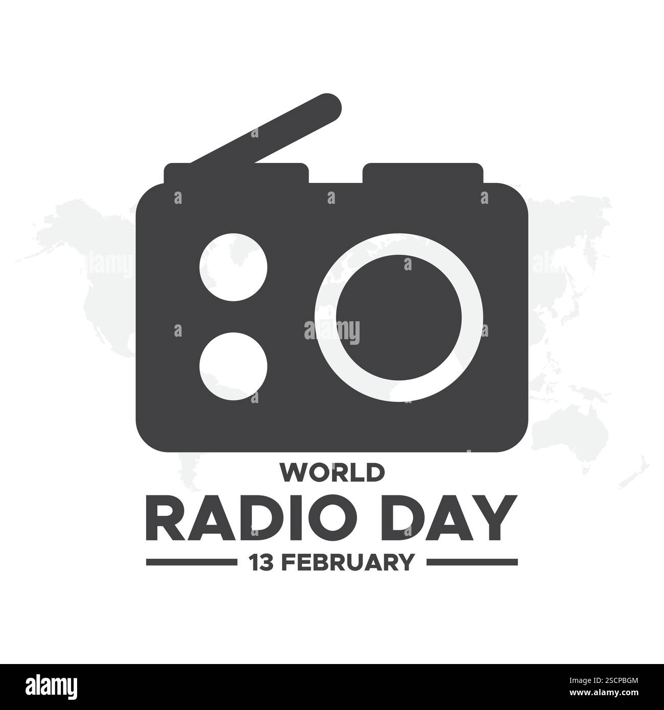 Journée mondiale de la radio. 13 février. Icône de signal de tour. Conception d'affiche ou de bannière de Radio Day. Illustration vectorielle de conception plate. Illustration de Vecteur