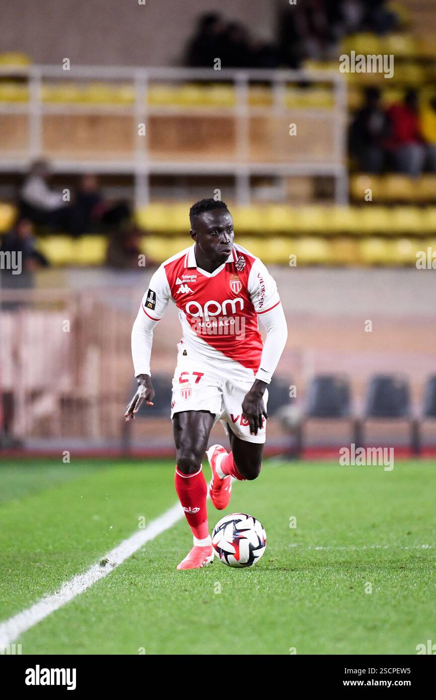 27 Krepin DIATTA (asm) lors du match de Ligue 1 McDonald's entre Monaco et Auxerre au stade Louis II le 1er février 2025 à Monaco. (Photo Philippe Lecoeur/FEP/Icon Sport) Banque D'Images