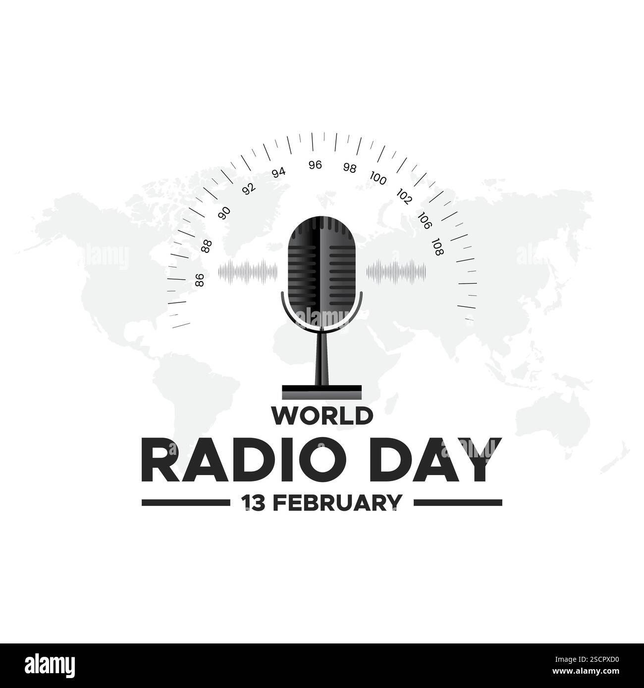 Journée mondiale de la radio. 13 février. Icône de signal de tour. Conception d'affiche ou de bannière de Radio Day. Illustration vectorielle de conception plate. Illustration de Vecteur