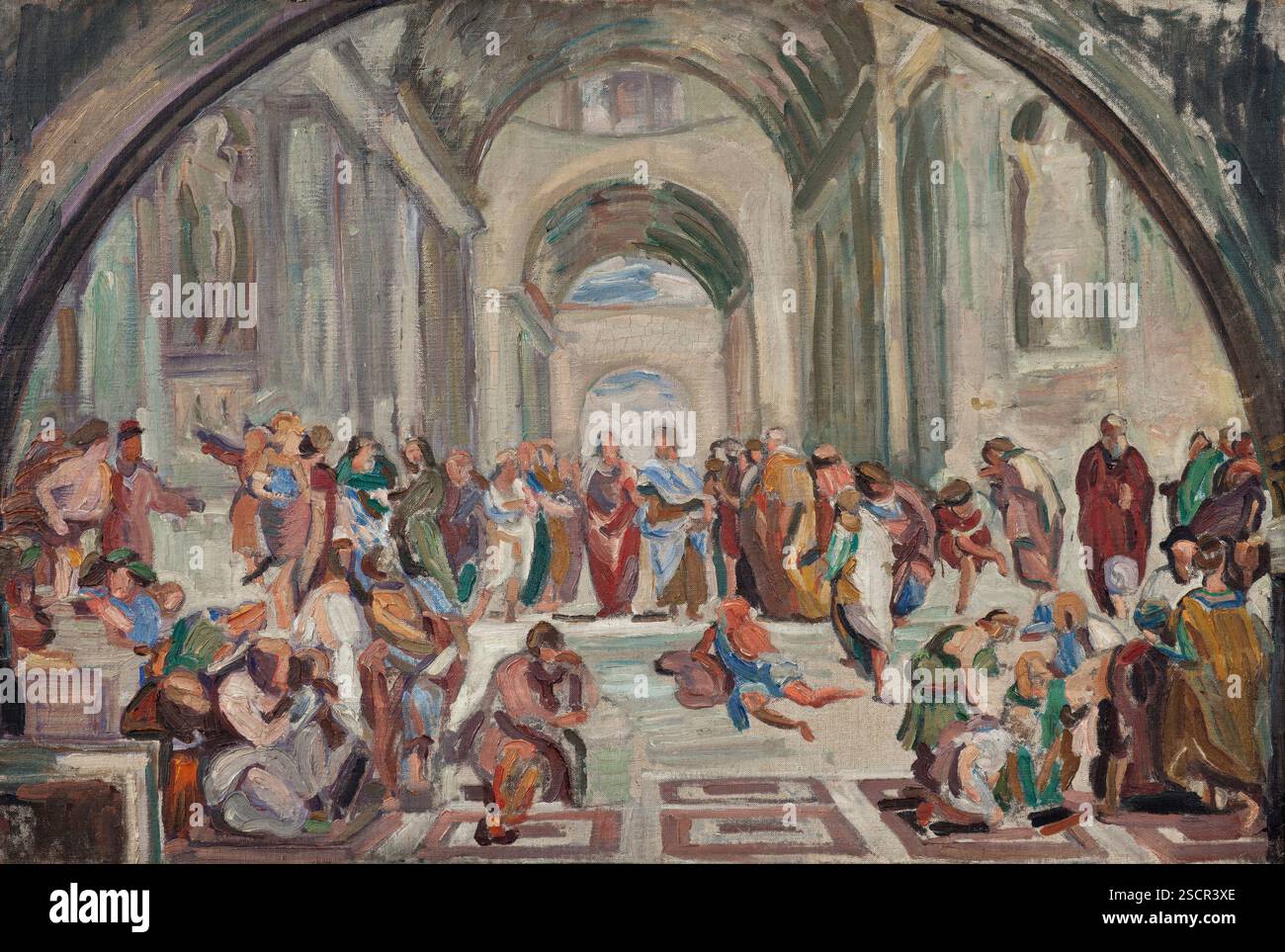 Copie d'après Rafael : L'école d'Athènes, 1912. Banque D'Images