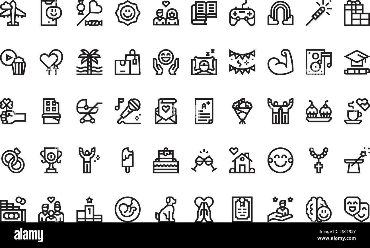 Collection d'icônes vectorielles de haute qualité avec contour modifiable. Idéal pour les projets professionnels et créatifs Illustration de Vecteur