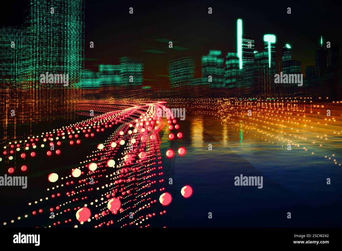 Horizon de Philly rendu par CGI. La vision « Green Country Towne » de William Penn façonne toujours l'ambiance de la ville. Banque D'Images