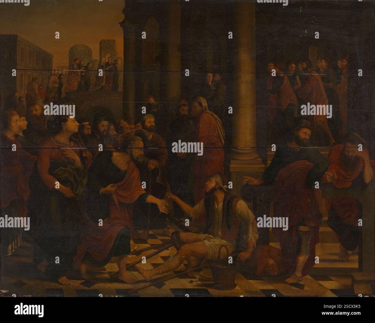 Les saints Pierre et Jean guérissent l'homme boiteux, probablement la première moitié du XVIIe siècle. Banque D'Images