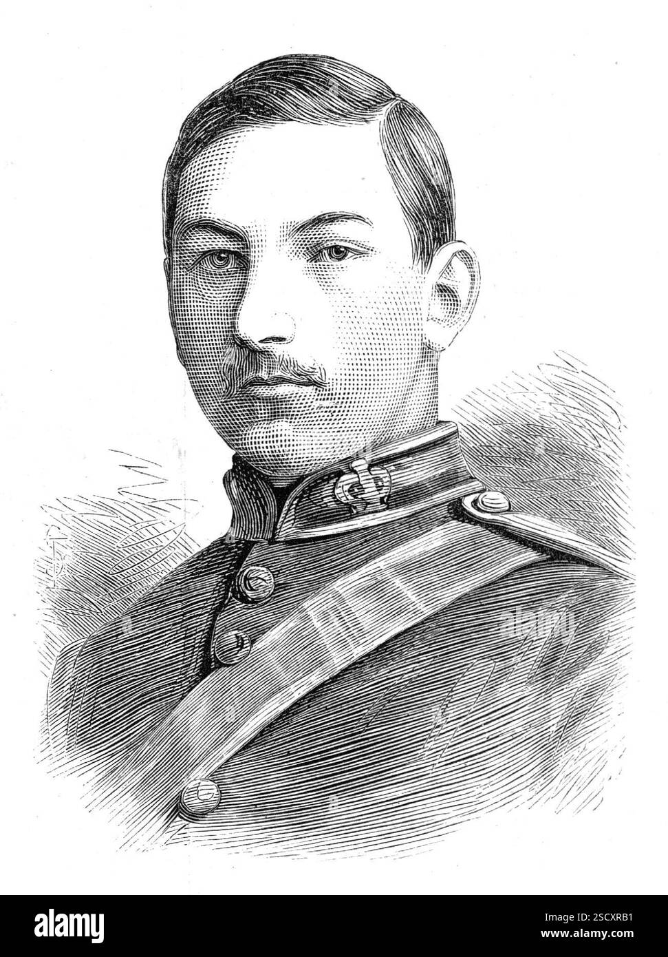 Feu le lieutenant C. A. Montanaro, R.A., 1880. Ce jeune officier prometteur est mort le 20 décembre dernier des suites de blessures reçues le 19 avant Cabul [ie Kaboul, Afghanistan]. Charles Alfred Montanaro a été cor le 20 juin 1855, a fait ses études au Southampton College, d'où il est passé directement à l'Académie militaire royale (à sa première tentative), en février 1872, et a obtenu sa commission en août 1874, après avoir été dans le même mandat avec le malheureux Prince Imperial. Il se rendit en Inde avec sa batterie en janvier 1876, et servit à Allahabad et Morar jusqu'au début de Banque D'Images