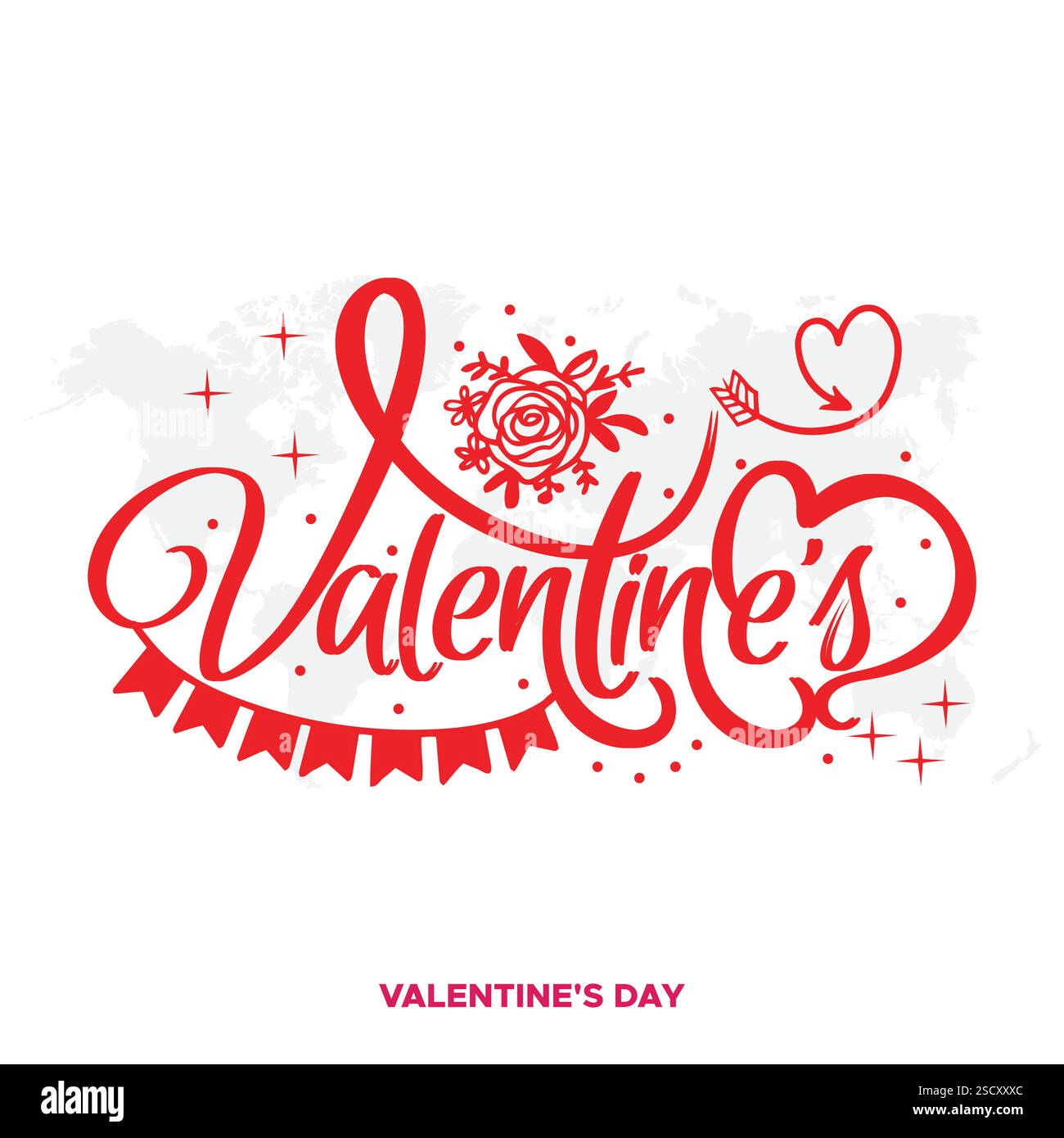 Illustration vectorielle de typographie Happy Valentines Day. Modèle romantique pour célébrer la Saint-Valentin le 14 février. Papier peint, flyer, affiche Illustration de Vecteur