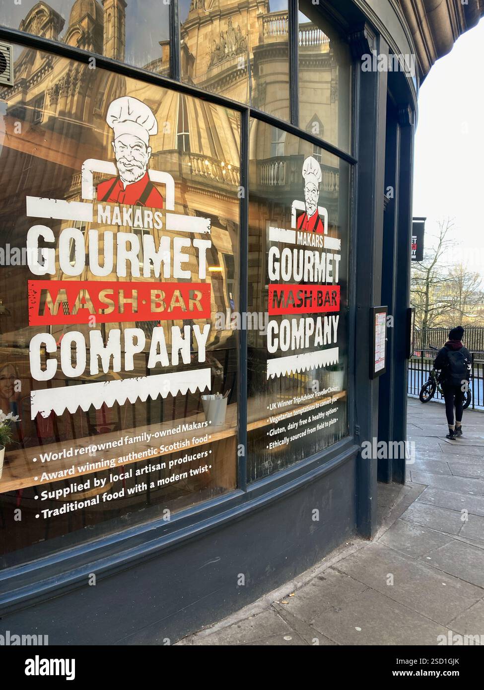 Makars Mash Bar vendant une cuisine écossaise, North Bank Street, Édimbourg. Restaurant no 1 pour une restauration décontractée au Royaume-Uni, no 9 dans le monde pour 2024 - Image de stock capturée avec un smartphone