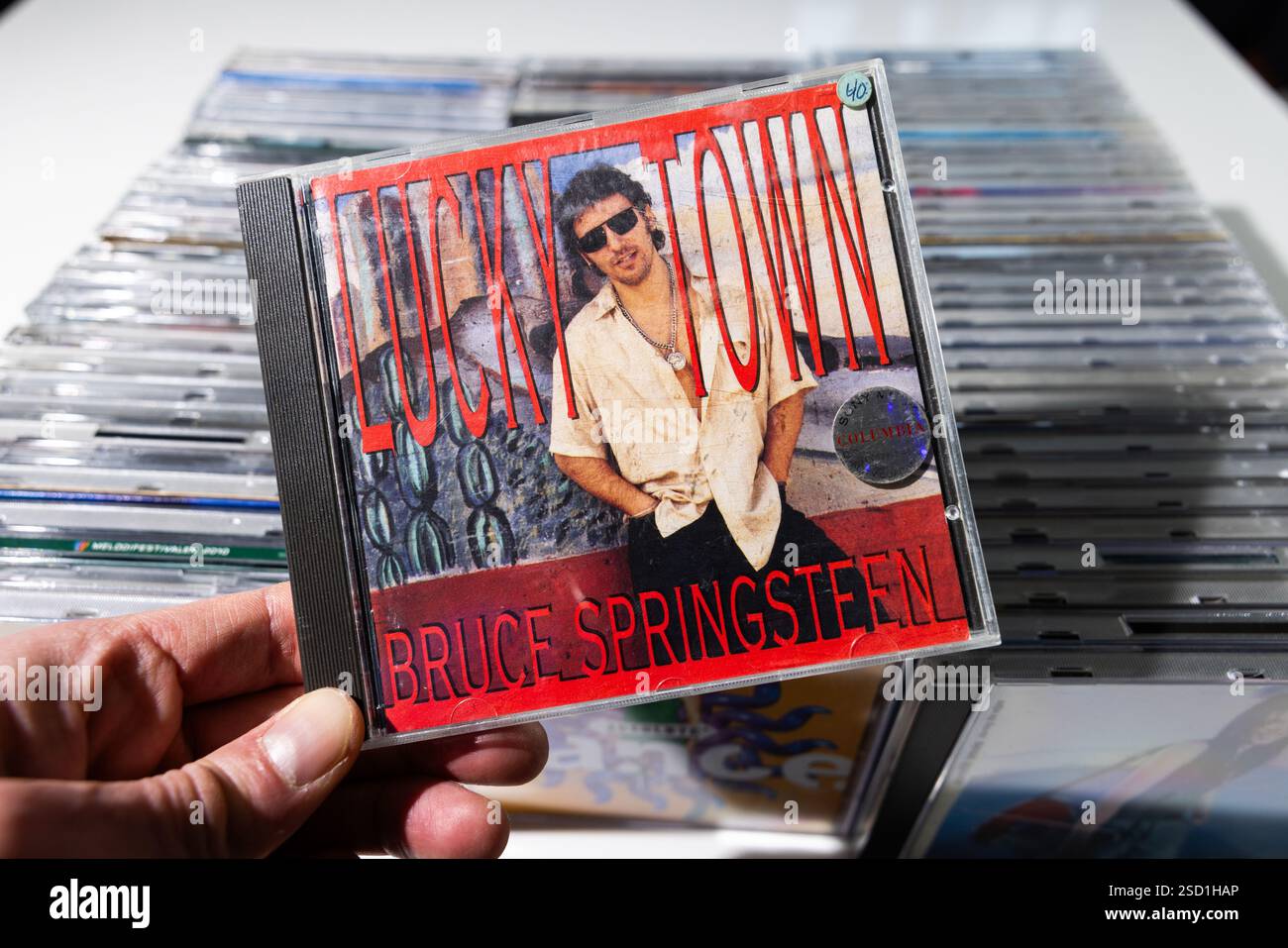 Album CD, Bruce Springsteen, Lucky Town. Banque D'Images Album CD, Bruce Springsteen, Lucky Town. Banque D'Images
