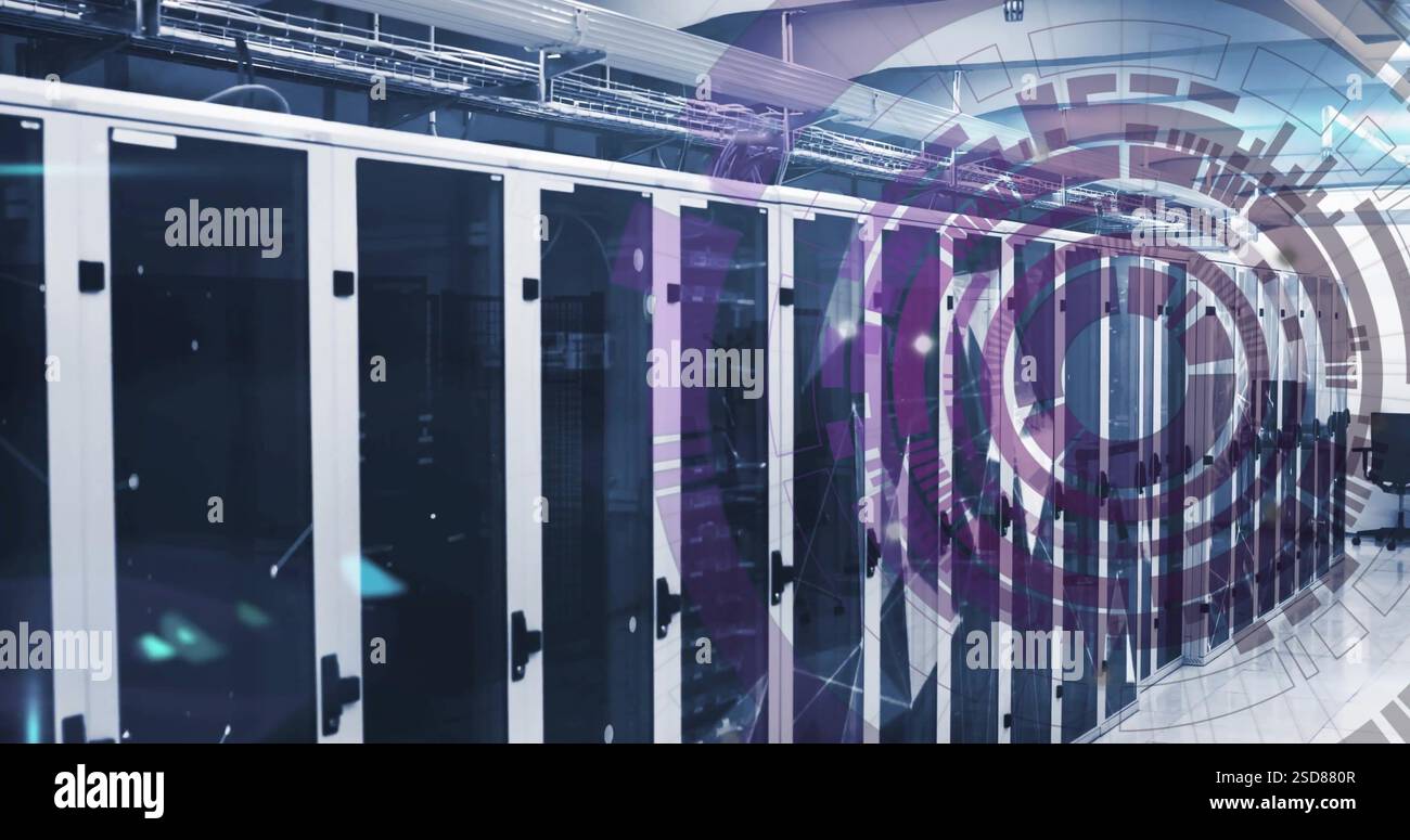 Image d'un centre de données moderne avec superposition numérique futuriste et technologie de serveur avancée Banque D'Images