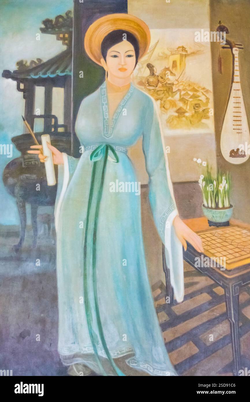 Peinture de la princesse Lê Thị Ngọc Hân par Van Ba à l'intérieur du Palais de l'indépendance à Ho Chi Minh ville, Vietnam Banque D'Images