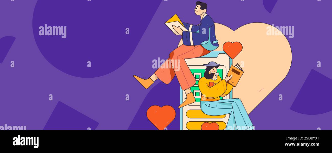 Joyeuse Saint-Valentin concept de vecteur de caractère plat illustration dessinée à la main Illustration de Vecteur