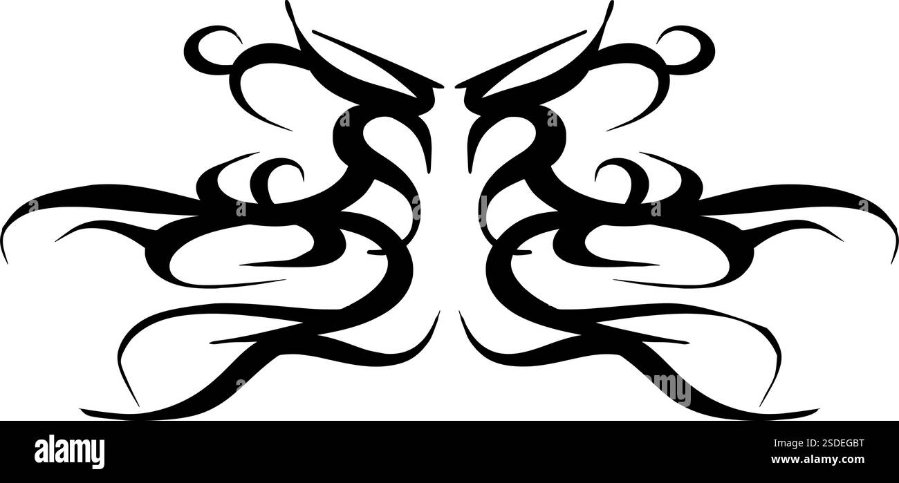 Un design de tatouage tribal symétrique, parfait pour ajouter une touche de style avant-gardiste à vos projets Illustration de Vecteur