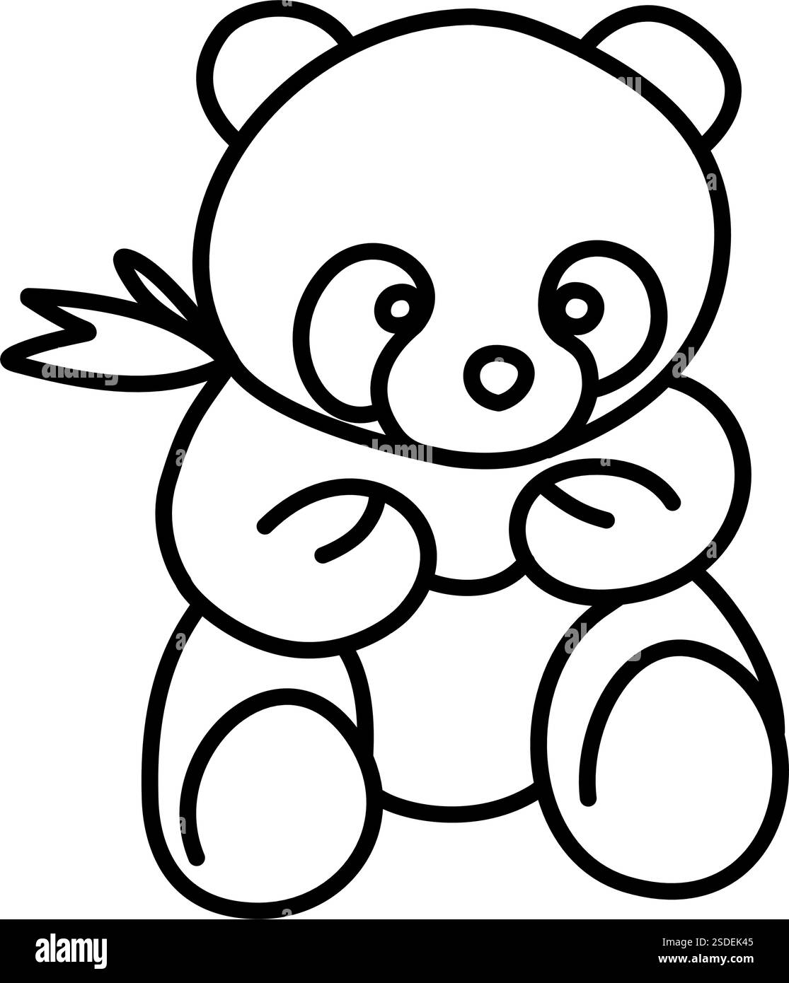 Un joli ours de panda de dessin animé assis, style artistique au trait. Adorable et câlin, parfait pour les dessins animaliers, les projets pour enfants Illustration de Vecteur