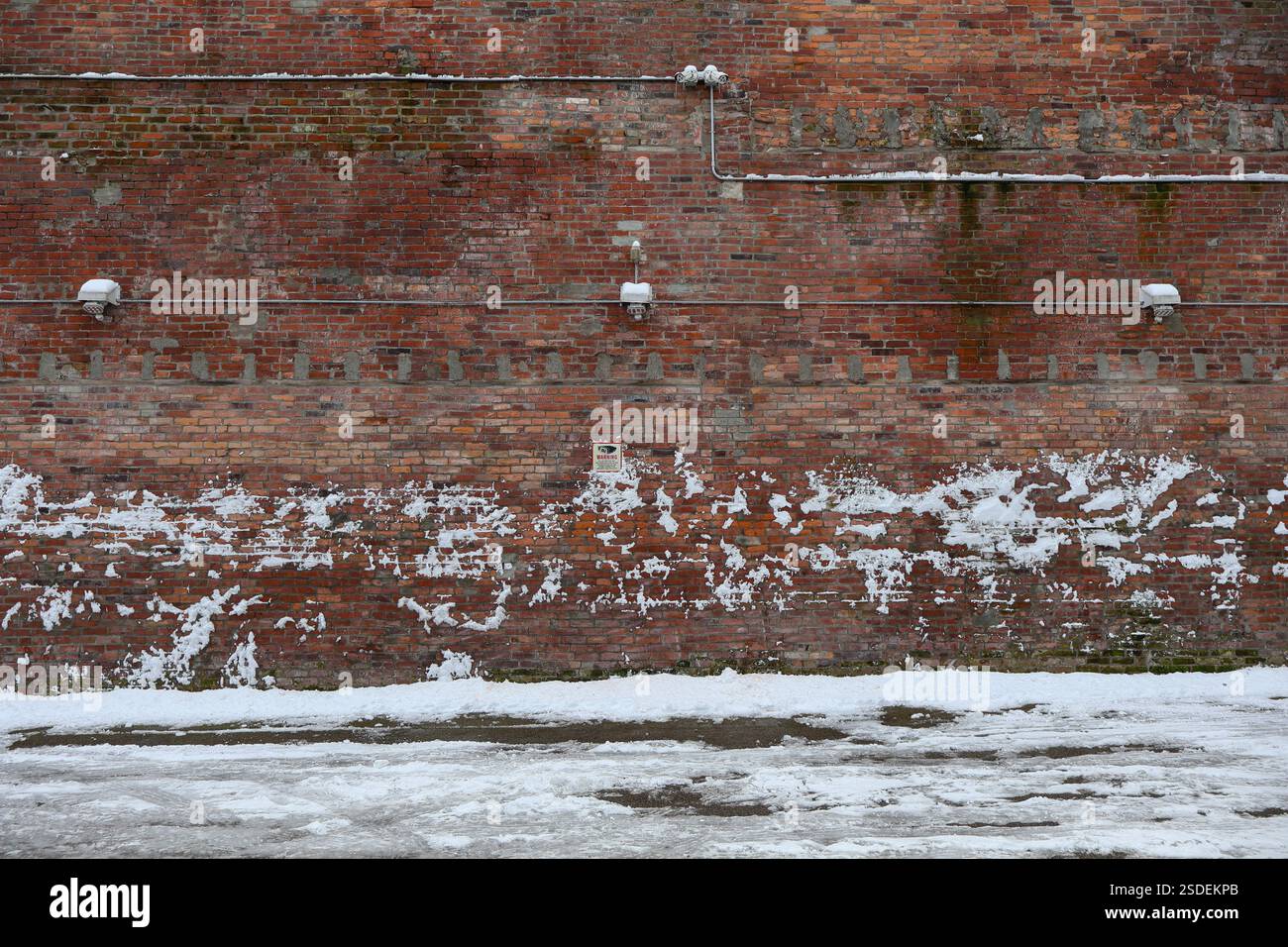 Un mur de briques d'un édifice patrimonial par une froide journée d'hiver à Chinatown, Vancouver, Colombie-Britannique. Banque D'Images