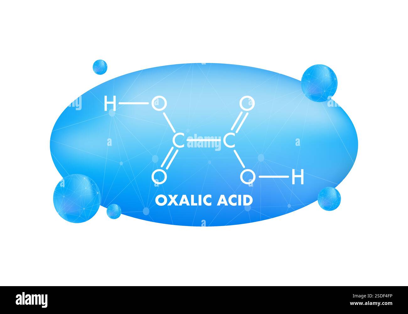 Structure moléculaire d'acide oxalique avec sphères bleues Illustration de Vecteur