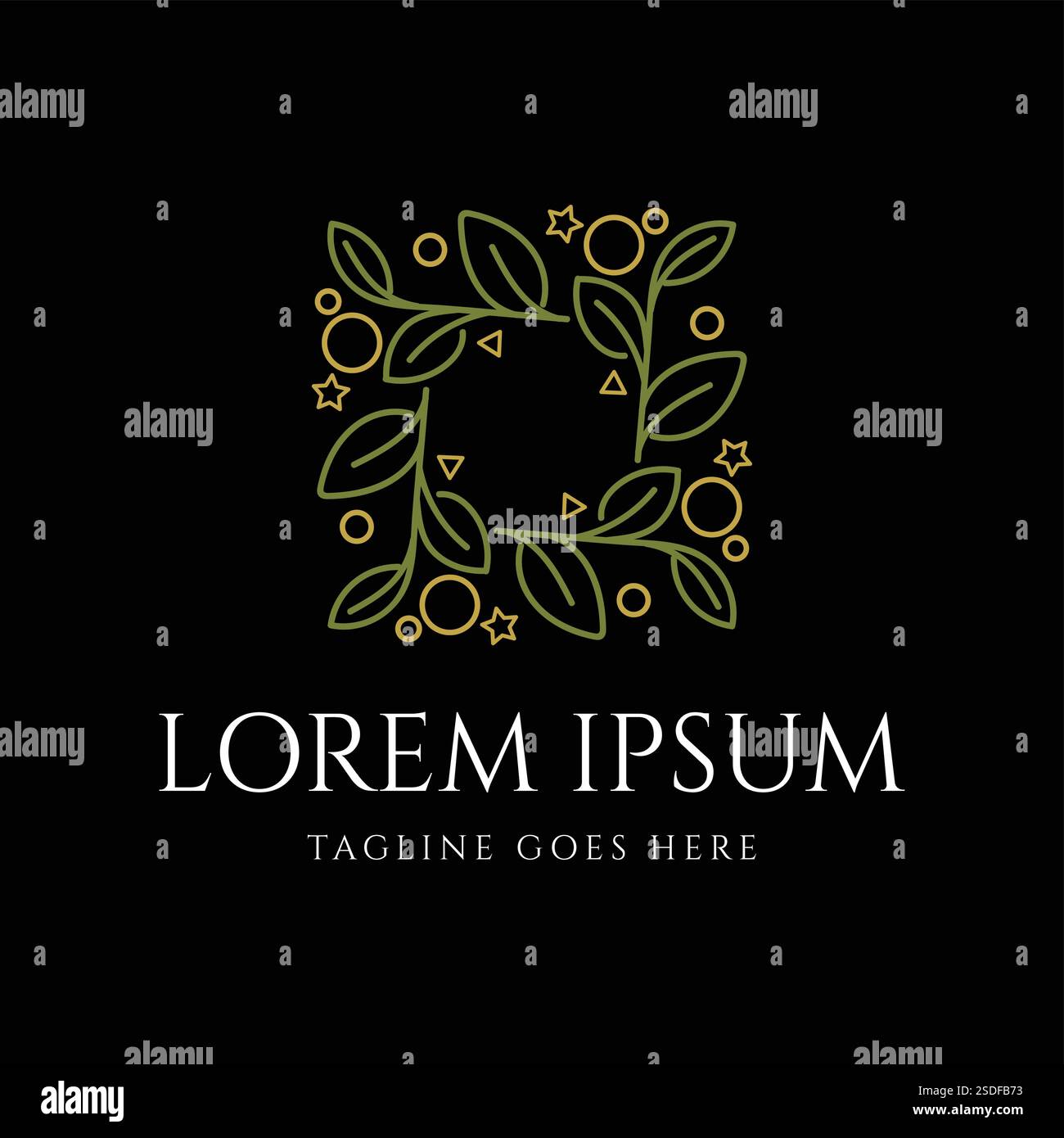 Square Line Natural Wellness Herb Leaf Leaves Flower Floral logo Design Vector Illustration de Vecteur