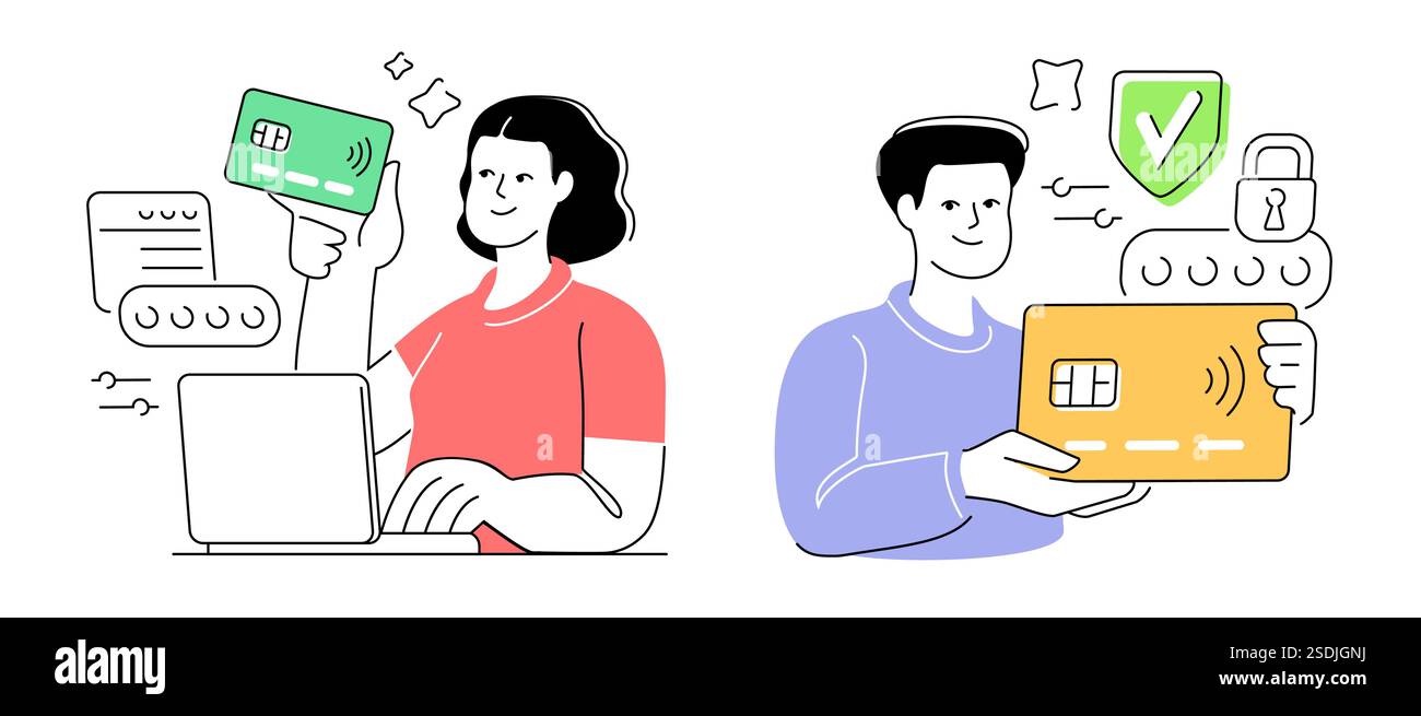 Concept d'argent. Carte bancaire de crédit ou de débit. Paiement numérique sans contact et transactions financières Illustration de Vecteur