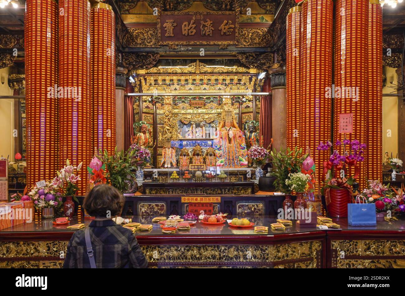 Temple de Tianhou, Chengdu Road, district de Wanhua, Ximending, Taipei, Taiwan, Asie Banque D'Images