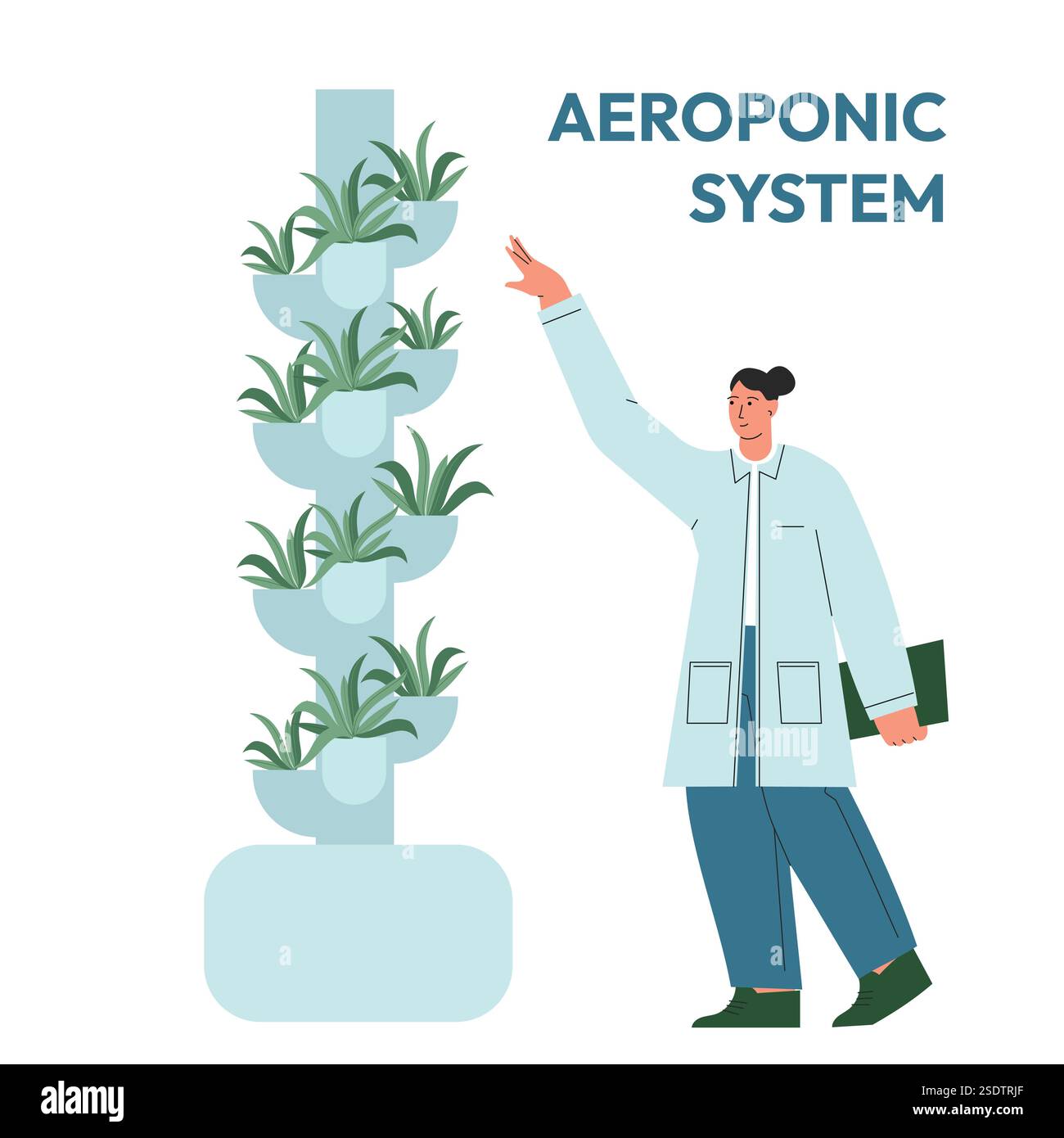 Illustration vectorielle abstraite de concept de systèmes agricoles verticaux. Systèmes modernes de production de cultures pour le système Aeroponics d'agriculture verticale. Illustration de Vecteur