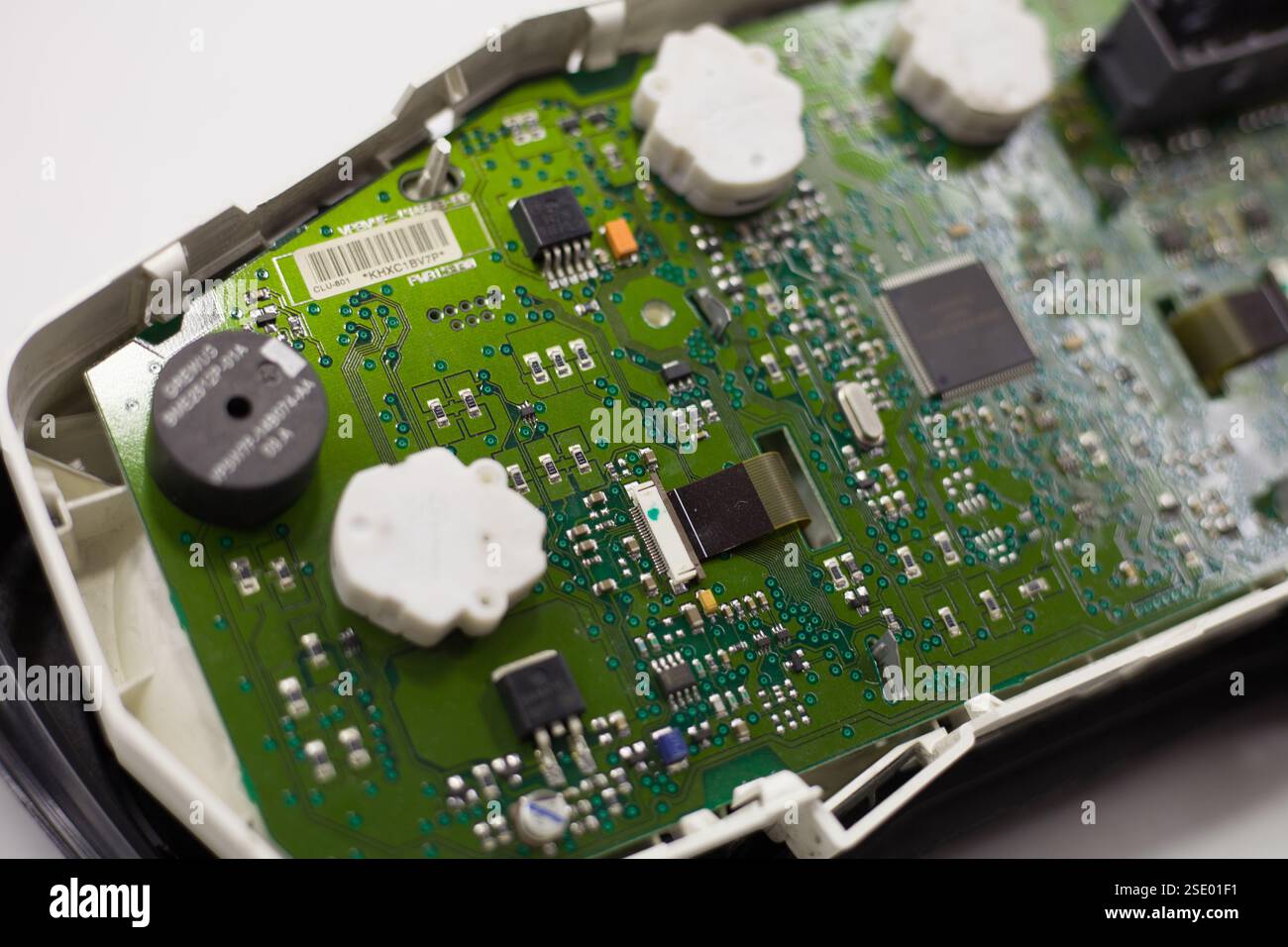 Dispositif technique de microcircuit photo réel de fond, vue de compteur de vitesse de voiture de l'intérieur Banque D'Images