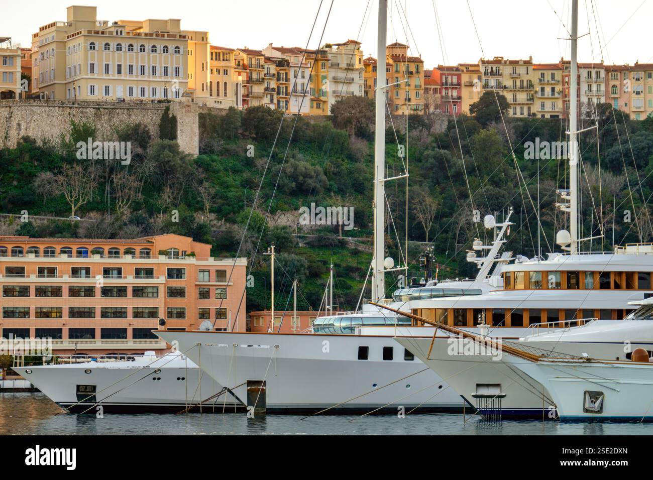 Bateaux au port Hercule de Monaco, Palais Princier de Monaco Banque D'Images