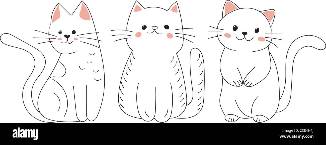 ensemble de croquis de chats, collection dans le vecteur isolé de style doodle Illustration de Vecteur