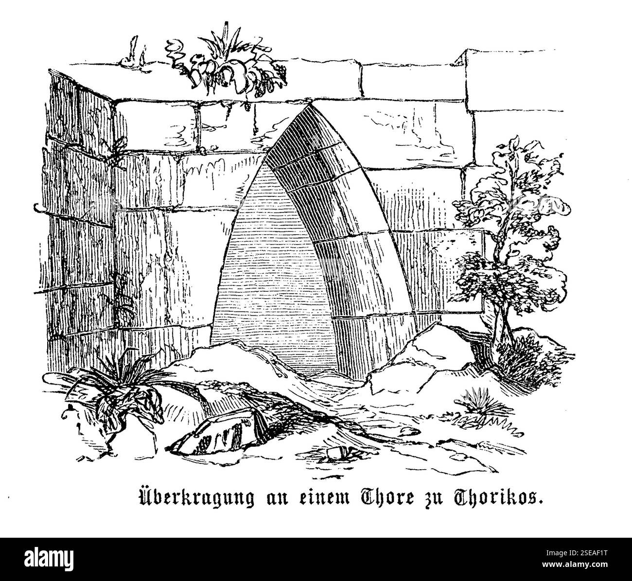 Porte du site archéologique de Thorikos à Athènes, habitée comme centre minier depuis l'âge néolithique (4ème millénaire av. J.-C.) Banque D'Images