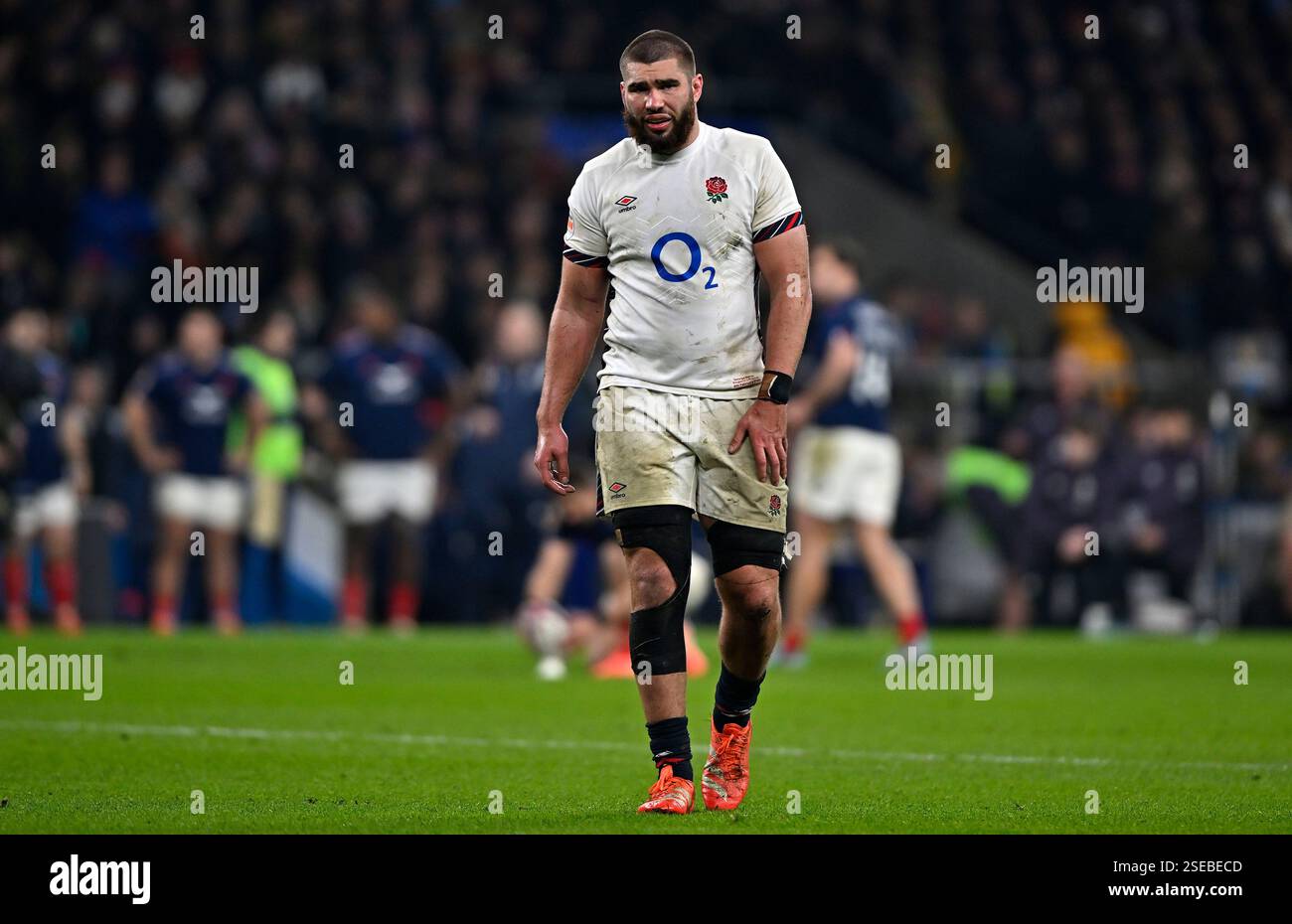Twickenham, Royaume-Uni. 08th Feb, 2025. Guinness homme 6 Nations. Angleterre V France. Allianz Stadium. Twickenham. George Martin (Angleterre) lors du match de rugby Angleterre V France Guinness Mens 6 Nations. Crédit : Sport in Pictures/Alamy Live News Banque D'Images