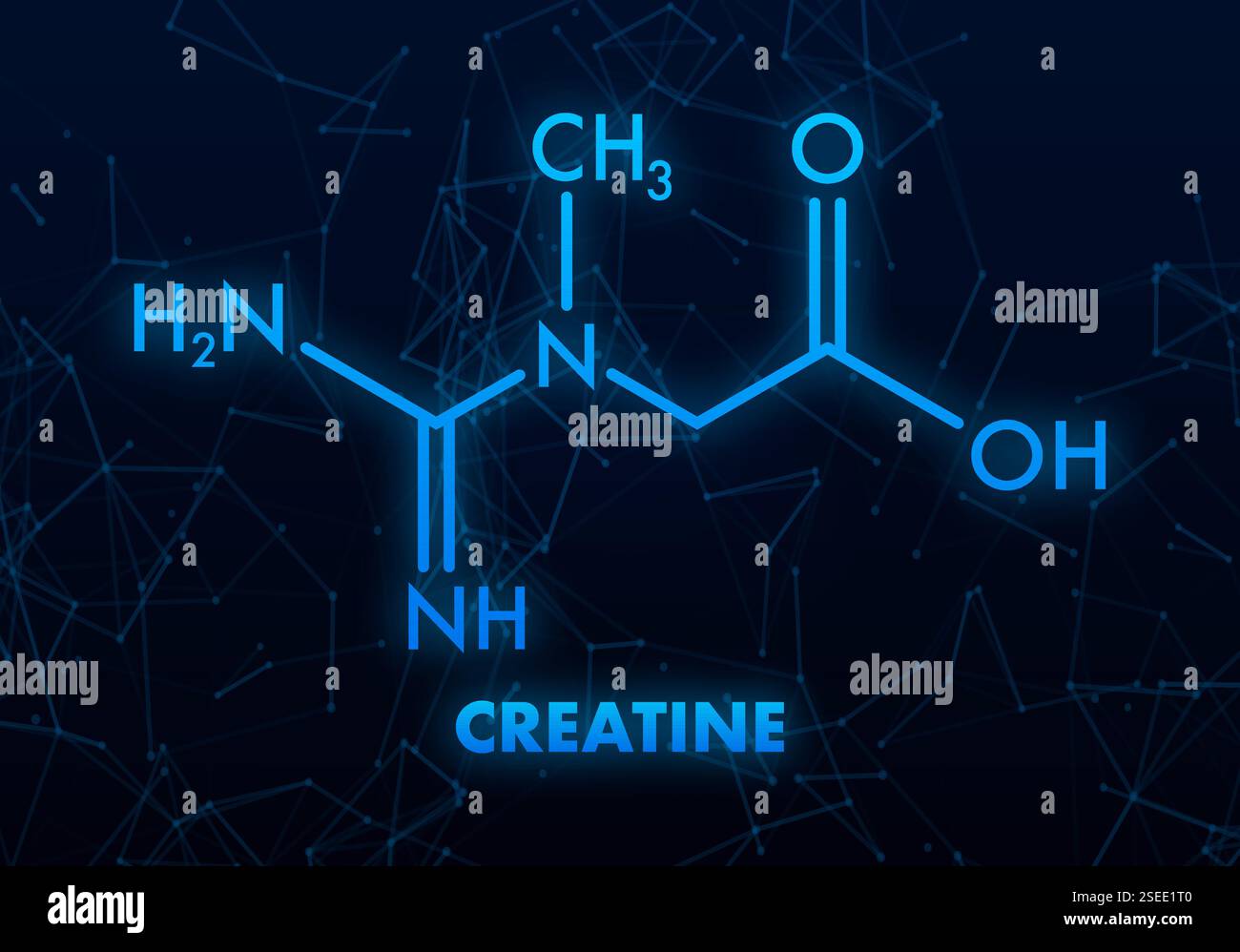 Formule chimique structurale de créatine avec fond de plexus Illustration de Vecteur