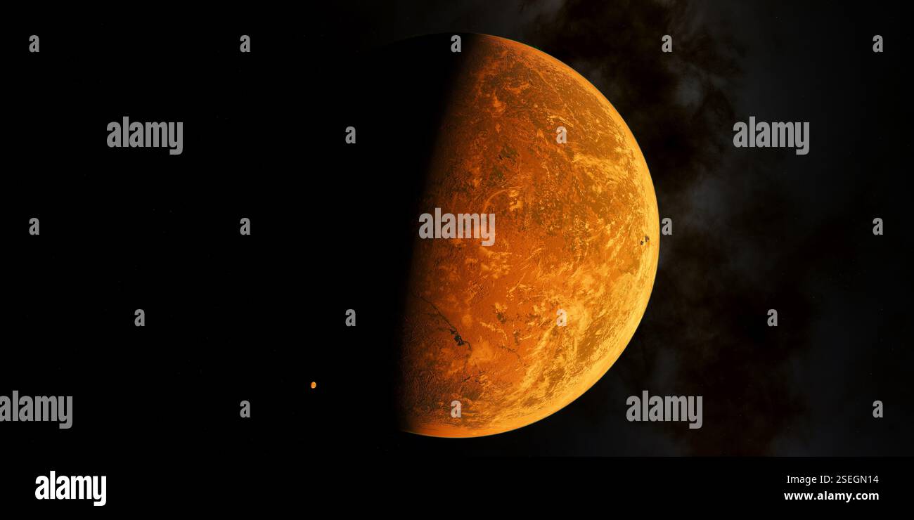 TRAPPIST-1e est une planète rocheuse qui orbite autour de l'étoile naine rouge TRAPPIST-1. C'est l'une des sept planètes de la taille de la Terre dans le système TRAPPIST-1, qui est loca Banque D'Images