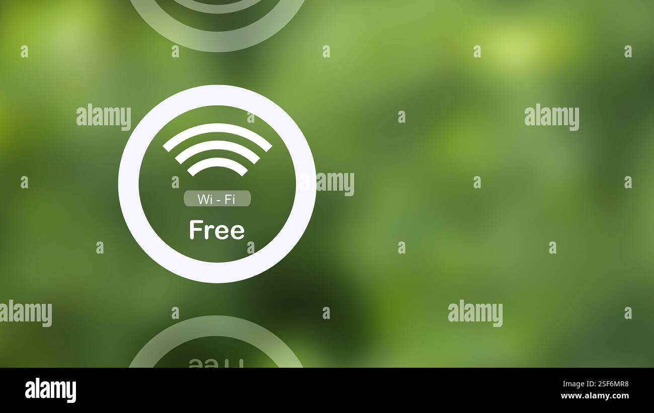 Symbole wifi gratuit sur fond vert Banque D'Images
