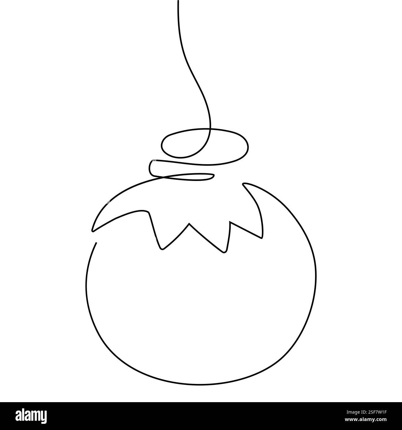 Dessin au trait simple d'un ornement suspendu avec un motif de feuille sur le dessus Illustration de Vecteur