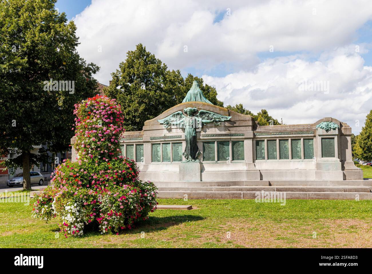 Mémorial de guerre vendéen avec les noms des morts, Tournai, Belgique Banque D'Images
