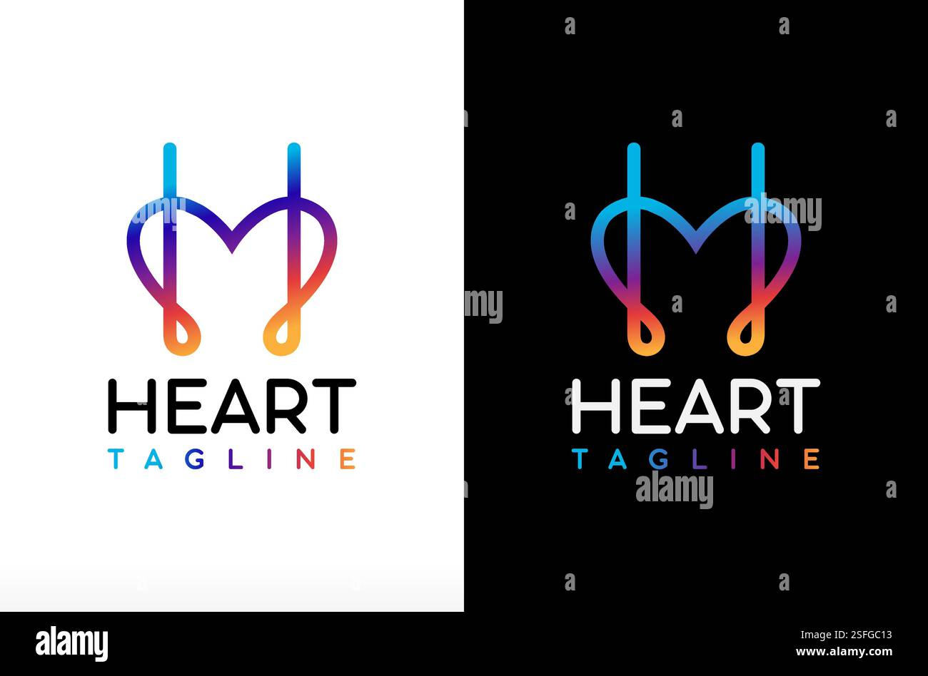 Design de logo de coeur de lettre h, logo de coeur de flamme, logo d'amour coloré, logo de coeur créatif, illustration de silhouette de symbole d'icône de vecteur de soin humain de lettre h Illustration de Vecteur