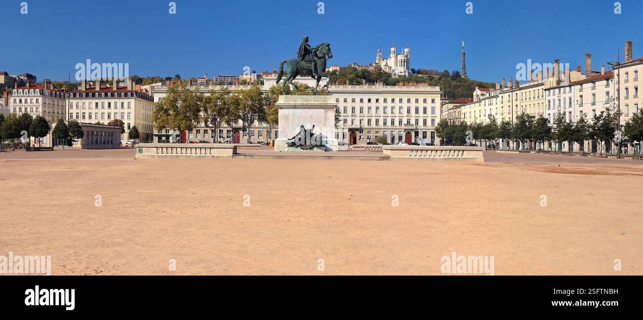 Place Bellecour dans la ville de Lyon. Banque D'Images